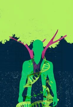 DNA string growing surrounding a tree Stock Illustration