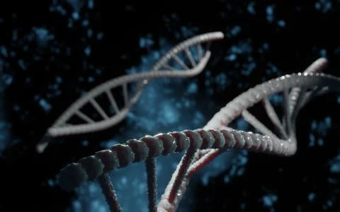 DNA structure, abstract helix molecule plexus on isolated dark blue background イラスト素材