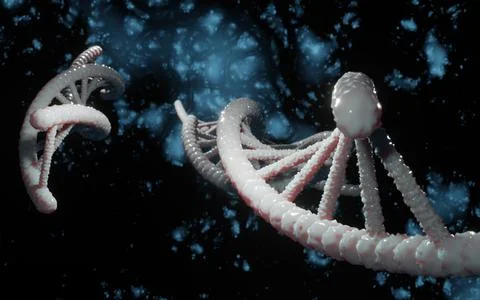 DNA structure, abstract helix molecule plexus on isolated dark blue background Stock Illustration