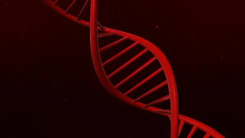 DNA structure on abstract red background 3d illustration Illustrazione stock