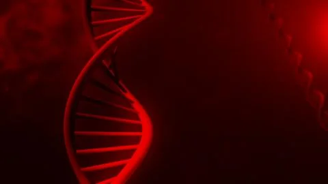 DNA structure on abstract red background 3d illustration Stock Illustration