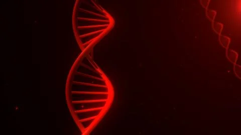 DNA structure on abstract red background 3d illustration Illustrazione stock