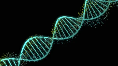 DNA Structure and Particle movements Science animation Stock-Footage 136470043