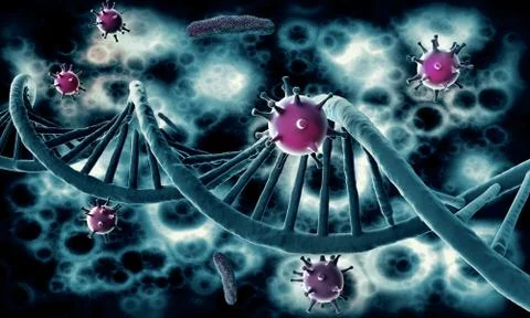 Dna structure and virus, abstract background Stock Illustration