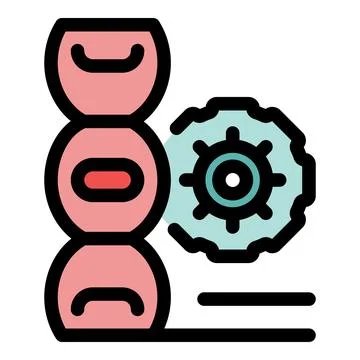 Dna structure being analyzed with gear representing genetic engineering Stock Illustration