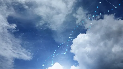 Dna structure on cloudy sky time lapse background Видео 126116313