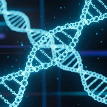 DNA Structure Cyan DNA structure abstract art glowing neon cyan, futurism Stock Illustration