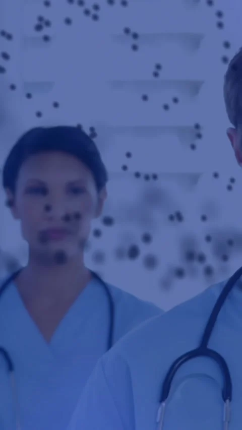 DNA structure forming against group of doctors Stock Footage 341953579