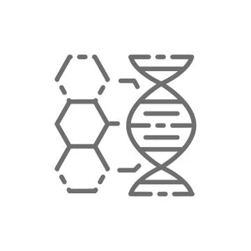 Dna structure, genetics, molecule analysis line icon. Stockillustratie