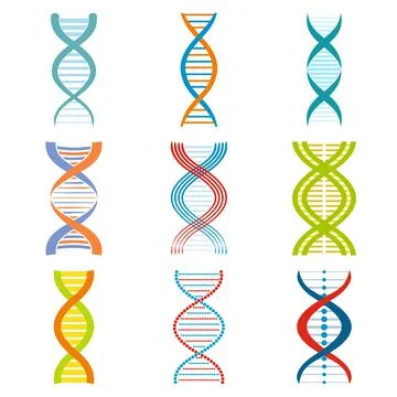 Dna structure icons set, flat style イラスト素材