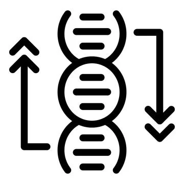 Dna structure increasing while decreasing showing genetic mutation icon イラスト素材