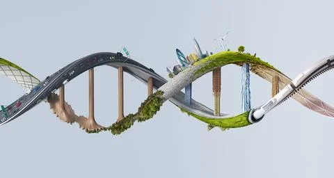 DNA structure made of various abstract objects Foto stock