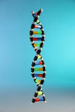 DNA structure model on light blue background 写真素材