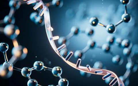 DNA structure with molecular background, 3d rendering. イラスト素材