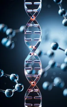DNA structure with molecular background, 3d rendering. Illustrazione stock