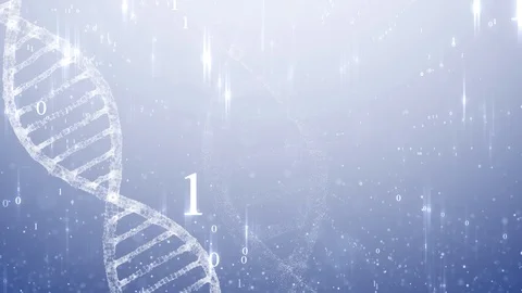 Dna structure rotation with binary data background Stock Footage 126998072