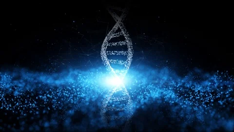 Dna structure rotation on digital cyberspace background Stock Footage 119795836