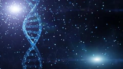 DNA structure rotation with glow particles motion background Stock Footage 229764757