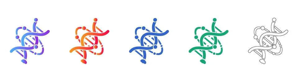 DNA Structure Science Icon Set Stock Illustration
