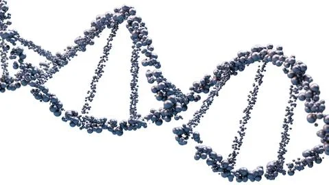 Dna structure seen under a microscope. genetic information molecules. 3d rend Stock Photos