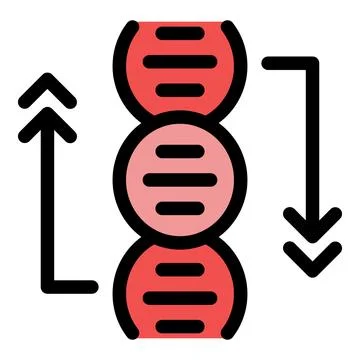 Dna structure showing increasing and decreasing levels with up and down arrow Stock Illustration
