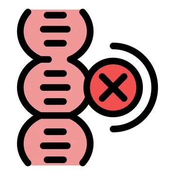 Dna structure showing a mutation with a red cross sign and signal waves Illustrazione stock