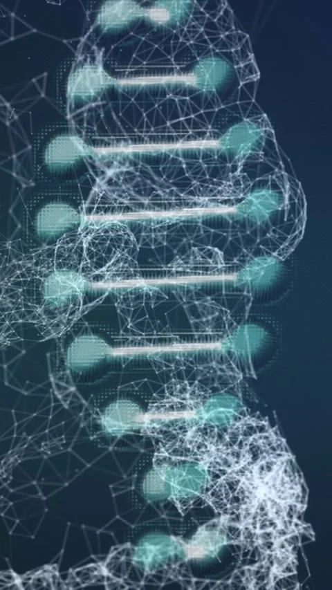 DNA structure spinning against blue background Stock Footage 343498496