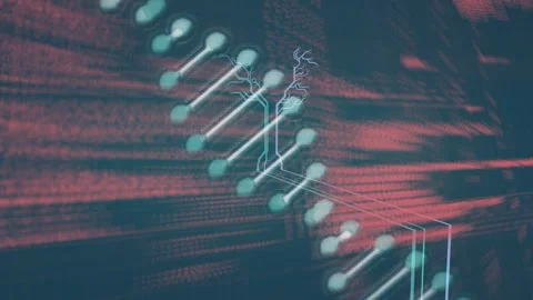 Dna structure spinning against data processing on blue background Stock Footage 330171204