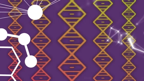 Dna structure spinning and chemical structures against network of connections on Stock Footage 312470271