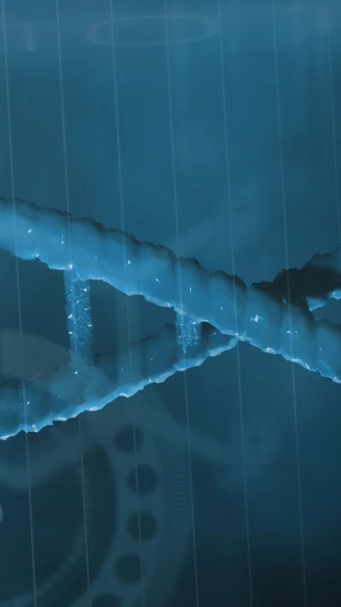 Dna structure spinning over medical data processing against blue background Stock Footage 342641608