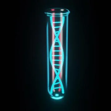 DNA structure in test tube. 3D dna molecules illustration. Stock Illustration