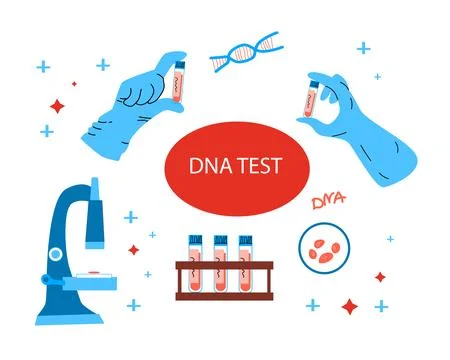 DNA test background with saliva or blood of peope Stock Illustration