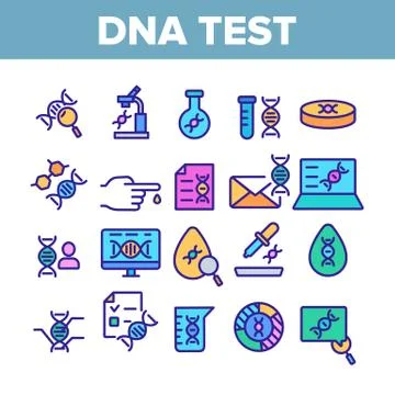 Dna Test Collection Elements Icons Color Set Vector Stock Illustration