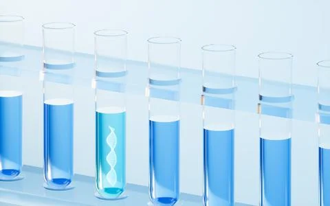 DNA in the test tube, 3d rendering. Illustrazione stock