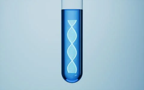 DNA in the test tube, 3d rendering. Illustrazione stock
