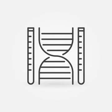 DNA with Test Tubes outline vector concept icon or sign 스톡 일러스트