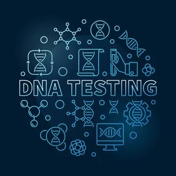 DNA Testing vector circular blue outline illustration Illustrazione stock