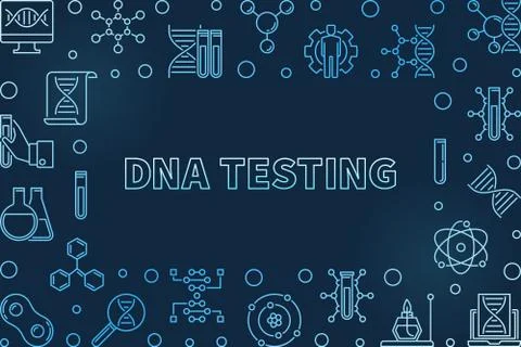 DNA Testing vector concept blue linear illustration or frame Illustrazione stock