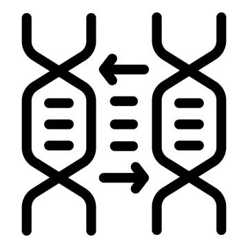 Dna transfering genetic information between two helixes icon Illustrazione stock