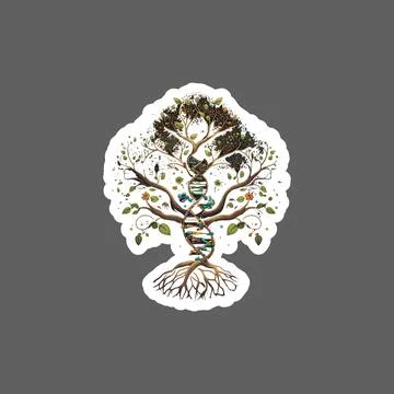 DNA Tree of Life sticker Stock Illustration
