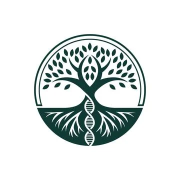 DNA Tree Logo Design Biotechnology Nature Symbol Иллюстрация