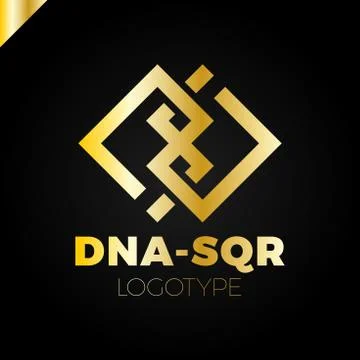 DNA two square concept logo template Stock Illustration