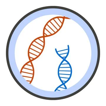 Dna under microscope icon, flat style Stockillustratie