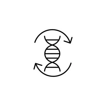 DNA, update icon. Simple line, outline vector of gene modification icons for ui Illustrazione stock