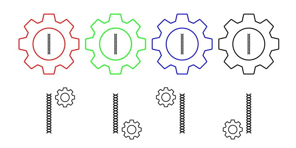 Dna vector icon in gear set illustration for ui and ux, website or mobile イラスト素材