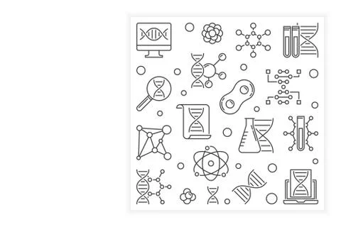 DNA vector outline square banner or design element Stock Illustration