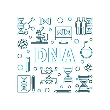 DNA vector square concept outline illustration Stock Illustration