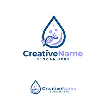 DNA water logo design vector template, Creative DNA water drop logo concept.. 스톡 일러스트