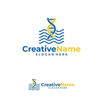 DNA water logo design vector template, Creative DNA water logo concepts ill.. Stock Illustration