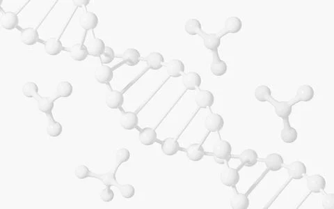 DNA with white background, 3d rendering. Illustrazione stock